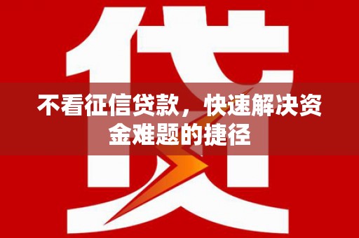 阿莲不看征信贷款，快速解决资金难题的捷径