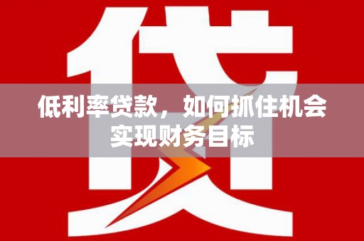 阿莲低利率贷款，如何抓住机会实现财务目标