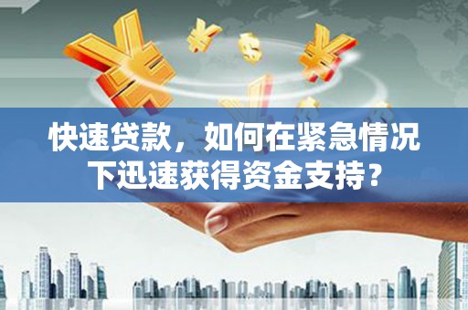 阿莲快速贷款，如何在紧急情况下迅速获得资金支持？