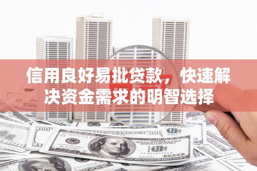 阿莲信用良好易批贷款，快速解决资金需求的明智选择