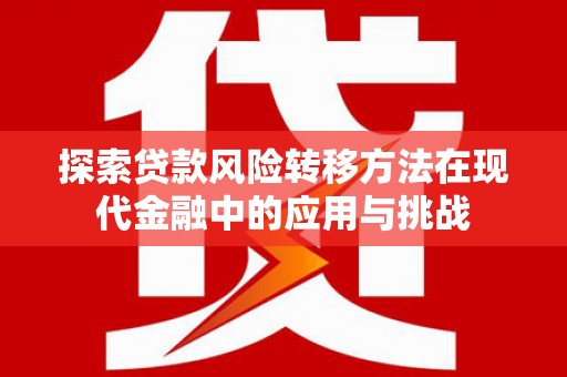 阿莲探索贷款风险转移方法在现代金融中的应用与挑战