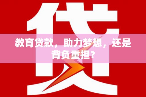 阿莲教育贷款，助力梦想，还是背负重担？