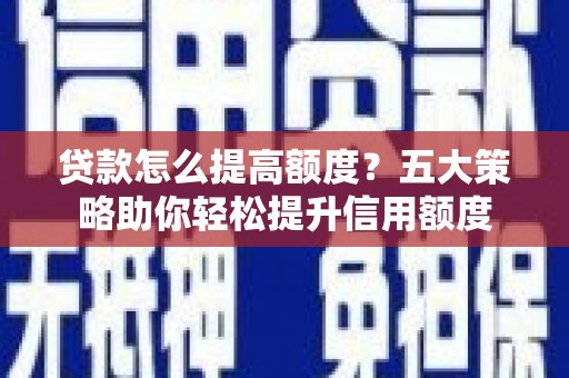 阿莲贷款怎么提高额度？五大策略助你轻松提升信用额度