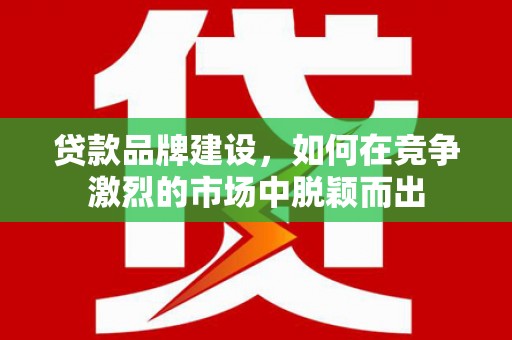 阿莲贷款品牌建设，如何在竞争激烈的市场中脱颖而出