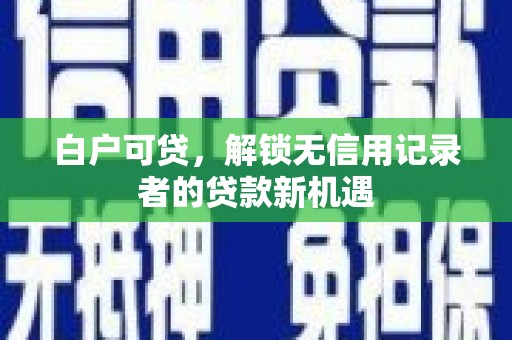 阿莲白户可贷，解锁无信用记录者的贷款新机遇