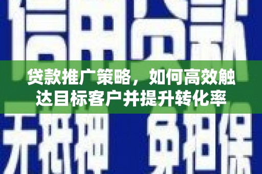 阿莲贷款推广策略，如何高效触达目标客户并提升转化率