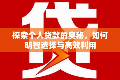 阿莲探索个人贷款的奥秘，如何明智选择与高效利用