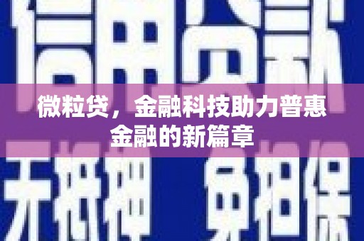 阿莲微粒贷，金融科技助力普惠金融的新篇章