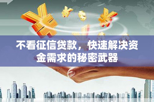 阿莲不看征信贷款，快速解决资金需求的秘密武器