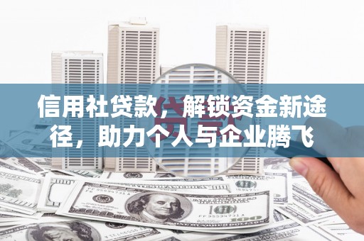 阿莲信用社贷款，解锁资金新途径，助力个人与企业腾飞