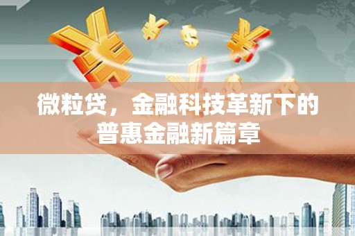 阿莲微粒贷，金融科技革新下的普惠金融新篇章