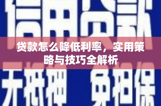 阿莲贷款怎么降低利率，实用策略与技巧全解析