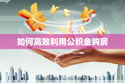 阿莲如何高效利用公积金购房